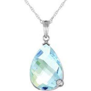 Blue Topaz & Diamond Salma Dimensional Embellished Pendant Necklace in 9ct White Gold
