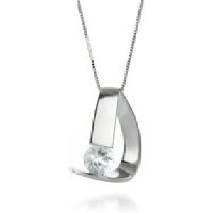 Aquamarine Nina Asymmetric Pendant Necklace in 9ct White Gold