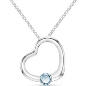 Aquamarine Colette Heart Pendant Necklace in 9ct White Gold
