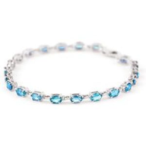 Blue Topaz Stella Infinite Tennis Bracelet in 9ct White Gold