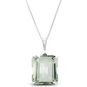 Green Amethyst Ebony Auroral Signature Pendant Necklace in 9ct White Gold