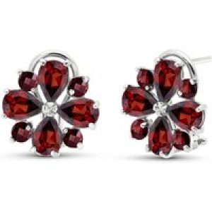 Garnet Nora Sunflower Stud Earrings in 9ct White Gold