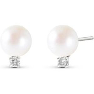 Pearl & Diamond Iona Subtle Layered Stud Earrings in 9ct White Gold