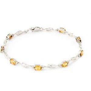 Citrine & Diamond Colette Entwined Tennis Bracelet in 9ct White Gold