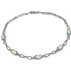 Aquamarine & Diamond Evert Tennis Bracelet in 9ct White Gold