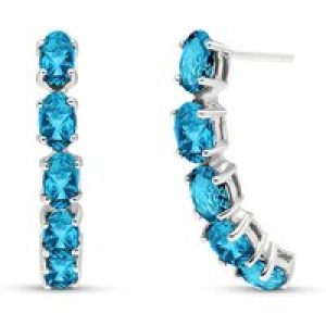 Blue Topaz Delia Stud Drop Earrings in 9ct White Gold