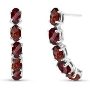 Garnet Delia Stud Drop Earrings in 9ct White Gold