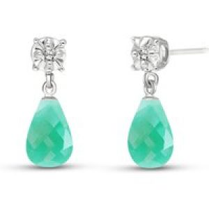 Emerald & Diamond Gwen Stud Drop Earrings in 9ct White Gold