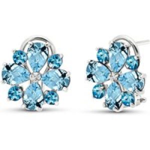 Blue Topaz Nora Sunflower Stud Earrings in 9ct White Gold