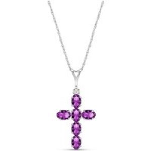 Amethyst Diana Contemporary Cross Pendant Necklace in 9ct White Gold