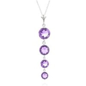 Amethyst Gianna Vertical Drop Pendant Necklace in 9ct White Gold