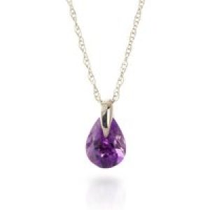 Amethyst Lilian Drop Pendant Necklace in 9ct White Gold