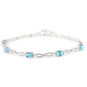 Blue Topaz & Diamond Evert Tennis Bracelet in 9ct White Gold