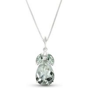 Green Amethyst Milan Petal Drop Pendant Necklace in 9ct White Gold