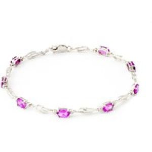 Pink Topaz & Diamond Colette Entwined Tennis Bracelet in 9ct White Gold