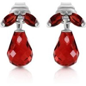 Garnet Claudia Petal Stud Drop Earrings in 9ct White Gold