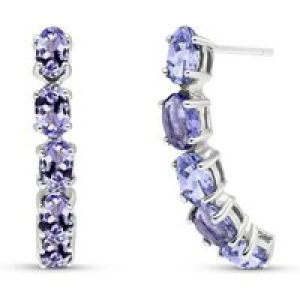 Tanzanite Delia Stud Drop Earrings in 9ct White Gold