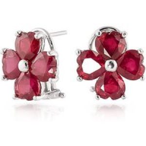Ruby Flora Stud Earrings in 9ct White Gold