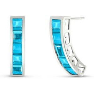 Blue Topaz Hazel Vertical Curved Earrings in 9ct White Gold