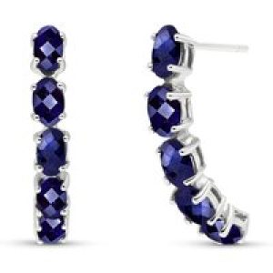 Sapphire Delia Stud Drop Earrings in 9ct White Gold