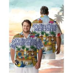 Men’s Plus Size Hawaiian Shirts Parrot Five O’clock Carnival Pattern,New Summer Fashion Tops,Hip Hop Streetwear