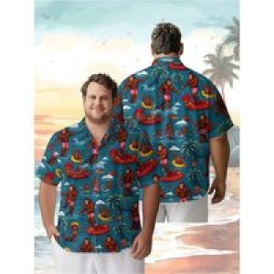 Men’s Plus Size Hawaiian Shirts Tropical Beach Surfing Monkey Group Fun pattern,New Summer Fashion Tops,Hip Hop Rock Streetwear