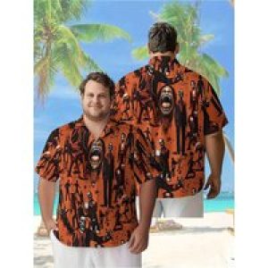 Men’s Plus Size Hawaiian ShirtsClassic Zombie and Monster Halloween Themepattern, Aloha Shirts,New in Summer Tops Tee,streetwear