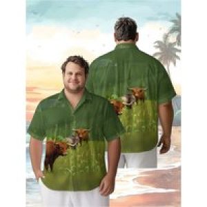 Men’s Plus Size Hawaiian Shirts Farm Cow Pattern,Premium Comfort Youth Clothes,Y2K Tops