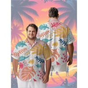 Men’s Plus Size Hawaiian Shirts Tropical Plant Prints Pattern,Unisex Baggy Aloha Shirts,summer Alternative Clothing