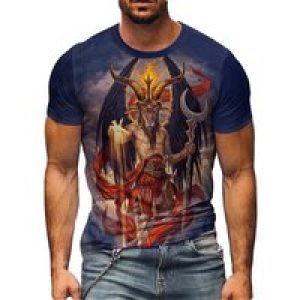 Men’s 3D Demon Print T-Shirt | Bold Dark Style Graphic Tee with Intricate Fantasy Design | Short Sleeve, Round Neck