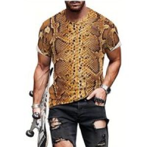 Men’S 3D Print Snake Graphic T-Shirt – Soft Polyester, Short Sleeve, Round Neck, All-Season Comfort,