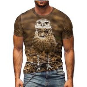 Men’s & Women’s Brown/Orange Owl Graphic T-Shirt – Lightweight Breathable Polyester Tee