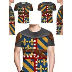 3D Print Medieval European Knight Armor Graphic T-Shirt – Short Sleeve, Breathable & Stretchy Fabric, Ideal for Fitness,