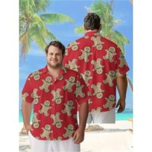 Men’s Plus Size Hawaiian Shirts Christmas Pattern, Button Up Shirts, Unisex Casual Clothing, Summer Tops