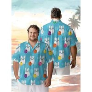 Men’s Plus Size Hawaiian Shirts Fun Bowling Theme pattern,New in Summer Fashion Tops,Hip Hop Rock Streetwear