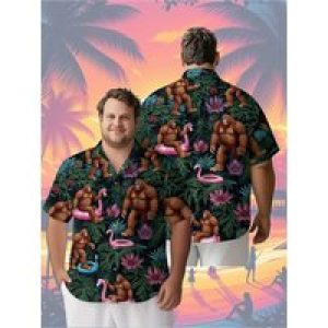 Men’s Plus Size Hawaiian Shirts Gorilla Pool Party with Jungle pattern,Unisex Baggy Aloha Shirts,summer Alternative Clothing