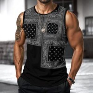 Paisley Mens Vest Street Fashion Round Neck Sleeveless T Shirt Printed Daily Outdoor Sports Fitness Running Top Animal Loose Fit