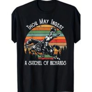 Richard’s Wine Knight Graphic Tee – 100% Cotton, Lightweight Casual Short Sleeve T-Shirt for Men, Round Neck