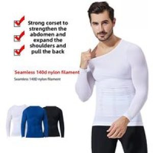 European and American Men’s Shapewear Long-sleeved Seamless 140D Corset Sports Corset Belly Fitness Wear