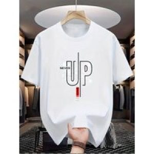 Men’s Cotton T-Shirt | 100% Pure Cotton | Round Neck, Short Sleeves | “Never Give Up” Motivational Print