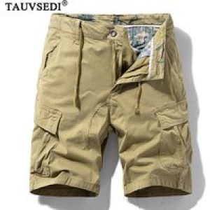 Summer Men Solid Cotton Cargo Shorts Man Casual Outdoor Beach Bermuda Short Pants Male Pockets Jogger Breathable Shorts Trousers
