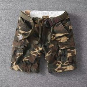 2025 American European Vintage New Fashion Men’s Washed Multi Pocket Camouflage Casual Trendy Straight Knee Length Shorts Male