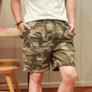 Bermuda Short Pants for Men Camo Elastic Mens Cargo Shorts Waist Camouflage with Draw String Jogger Vintage Comfortable Casual