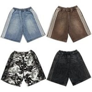 Y2K Shorts Embroidered Striped Harajuku Baggy Denim Gym Shorts vintage Men Women Casual new fashion Basketball Shorts Streetwear