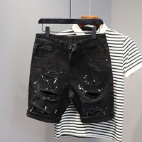 Skinny Short Jeans Pants for Men Black Ripped Man Denim Shorts Slim Sale Vintage Xxxl Luxury Jorts Korean Fashion New in Popular
