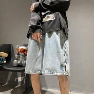 Baggy Half Male Denim Shorts Korean Fashion Popular Cut Sale Jorts Y2k New In Streetwear Rude Distressed Men’s Short Jeans Pants