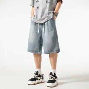 American Retro Wash Loose Wide-leg Denim Five-point Pants Shorts Male Jorts Baggy Man Jeans Shorts for Men Men’s Summer Jeans