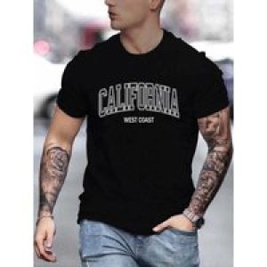 California West Coast, Breathability, Summer Round Neck Tee, Men’s Short-sleeve T-shirt, Casual Wear, Men’s Clothing