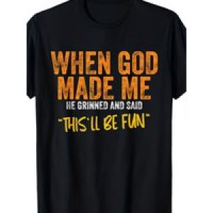Men’s fashion trend cotton round neck letter printed short sleeved men’s T-shirt God made me funny quotes T-shirt clothing