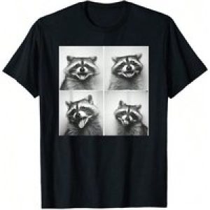 Soft Cotton Raccoon Graphic Tee, Short Sleeve, Crew Neck, Casual Fit – Perfect Gift For Men & Women, Machine Washable